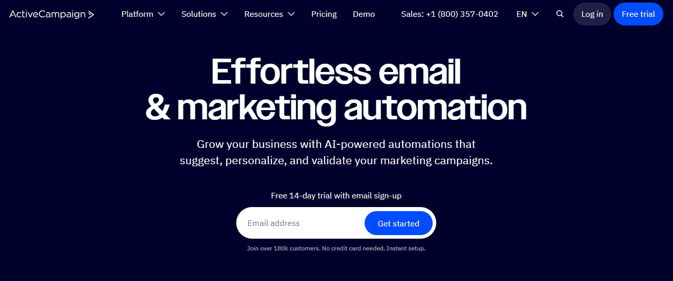 ActiveCampaign platform interface showing automation workflows and campaign analytics